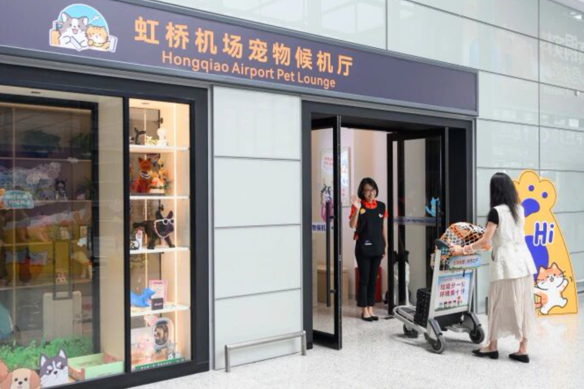 Aeroporto de Hongqiao inaugura sala exclusiva para animais de estimação